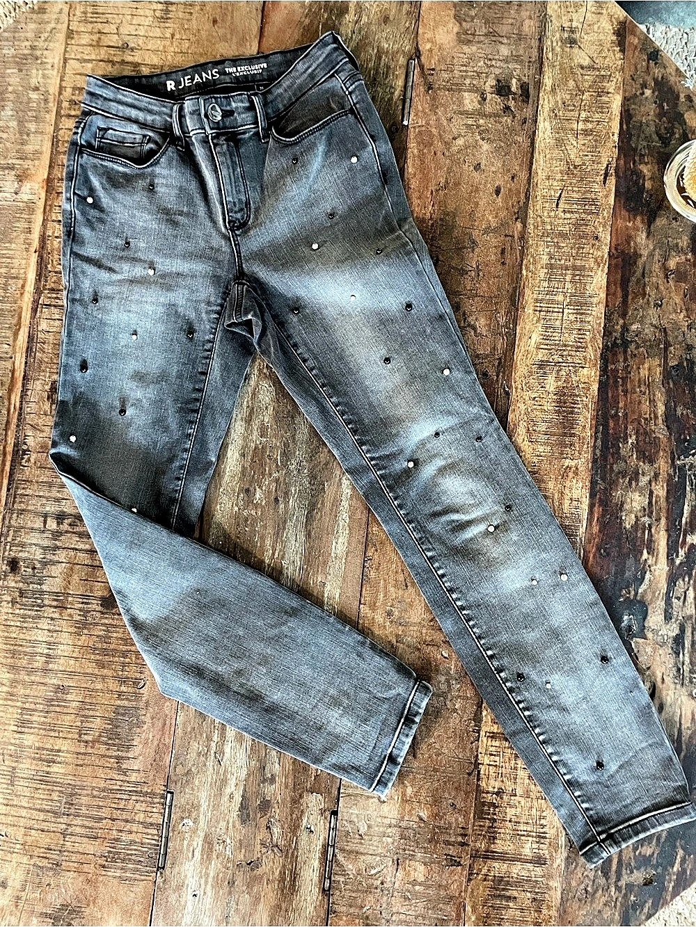 R Jeans Distressed Skinny Jeans Gray Waist 26